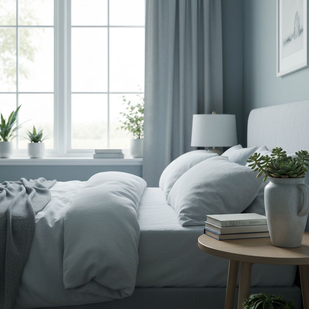 Peaceful bedroom with soft light